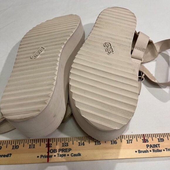 Teva Flatform Mevia Platform Gladiator Sandals Birch Beige Strappy Women’s 8 - Picture 11 of 15